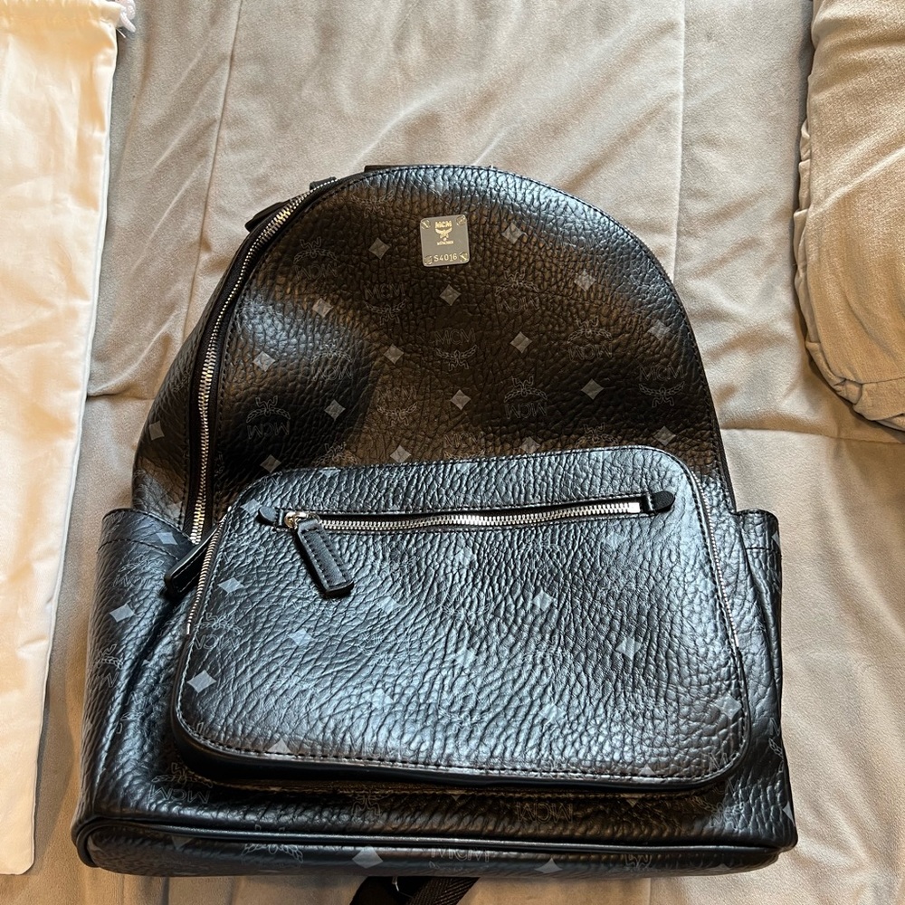 New MCM Stark Visetos logo monogram backpack